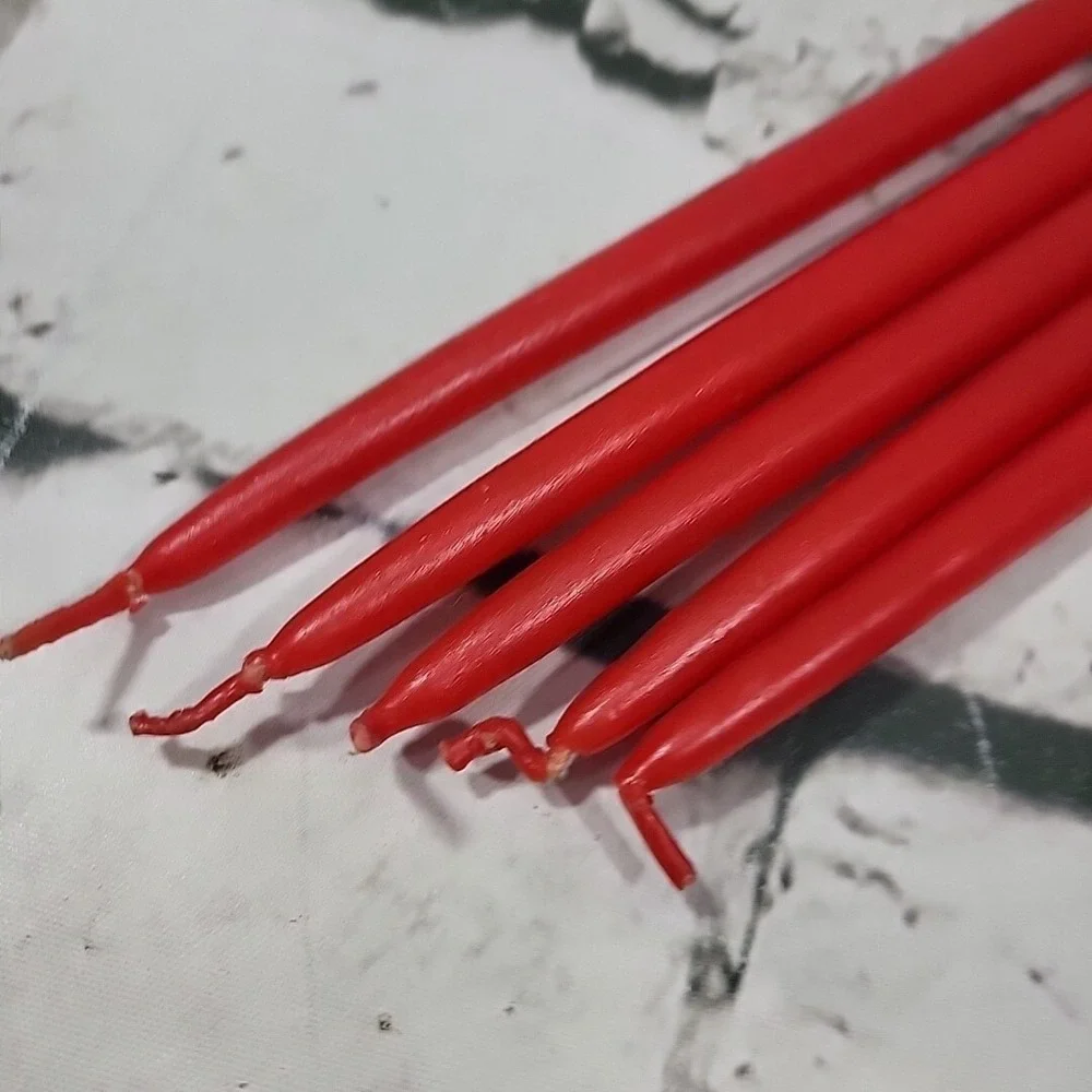 Vintage Hand‎ Dipped Candles Tiny Tapers Red 10
